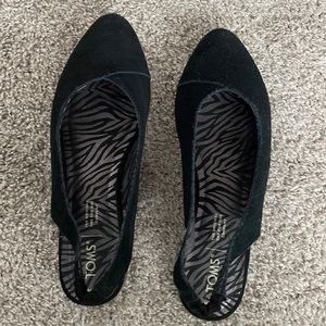 Toms black suede sling back flats